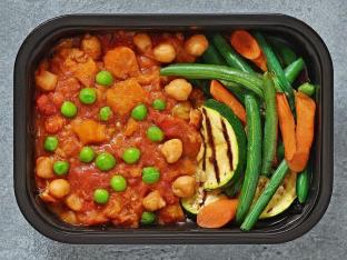 Vegan Garbanzo Bean Stew with Grilled Seasonal Vegetables