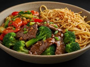 Beef and Broccoli with Garlic Noodles and Asian Roasted Veggies Beef and Broccoli with Garlic Noodles and Asian Roasted Veggies