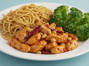 Kung Pao Chicken with Garlic Noodles and Sesame Broccoli Kung Pao Chicken with Garlic Noodles and Sesame Broccoli