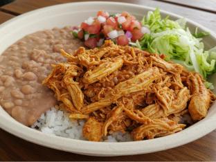 Chicken Tinga Torta Bowl with Refried Beans