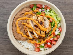 Chicken Torta Bowl with Refried Beans
