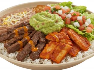 Campechana Bowl with Refried Beans and Guacamole