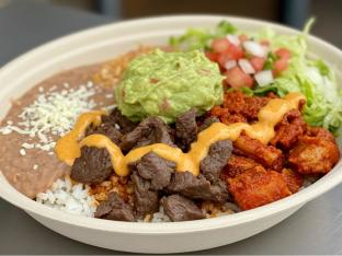 Don Chuy Bowl with Refried Beans and Guacamole