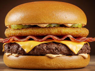 Dominican Smashburger [Single Patty with Grilled Onions, Bacon, and Fried Cheese]