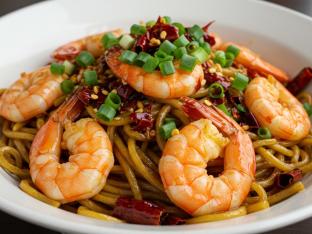 Shrimp Sichuan Style Noodles