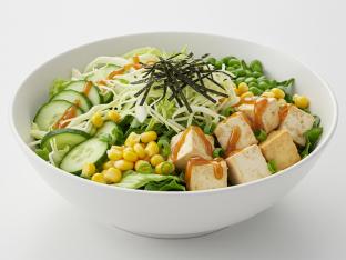 Large Tofu, Salad, Cucumber, Cabbage, Kale, Corn, Green onion, Soft Tofu, & Nori