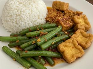 Fried Tofu Spicy String Beans Rice Box Fried Tofu Spicy String Beans Rice Box