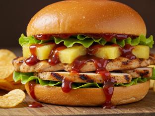 BBQ Chicken Sandwich on Brioche Bun with House-Made Chips BBQ Chicken Sandwich on Brioche Bun with House-Made Chips