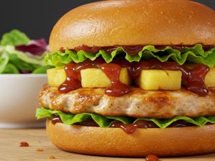 BBQ Chicken Sandwich on Brioche Bun with Mixed Greens BBQ Chicken Sandwich on Brioche Bun with Mixed Greens