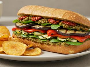 Gluten-Free Grilled Vegan Sandwich with House-Made Chips Gluten-Free Grilled Vegan Sandwich with House-Made Chips