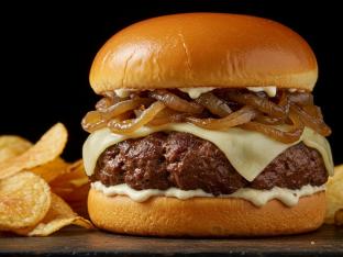 French Onion Burger with House-Made Chips French Onion Burger with House-Made Chips