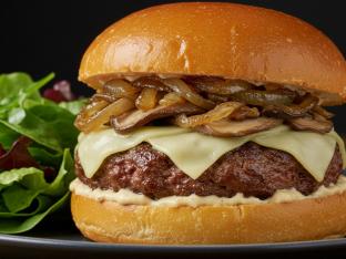 French Onion Burger with Mixed Greens French Onion Burger with Mixed Greens