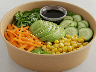 AF Vegan Corn & Avo Mixed Green Salad Bowl, Coconut Amino (No Edamame) AF Vegan Corn & Avo Mixed Green Salad Bowl, Coconut Amino (No Edamame)