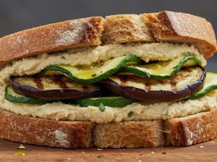 Mediterranean Eggplant, Zucchini & Hummus Sandwich