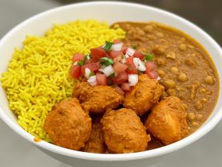 Chicken Tikka Masala Bowl with Chana Masala Chicken Tikka Masala Bowl with Chana Masala