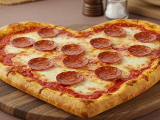 Heart-Shaped Pepperoni Pizza Pie