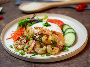 Grilled Shrimp Broken Rice Plate Grilled Shrimp Broken Rice Plate