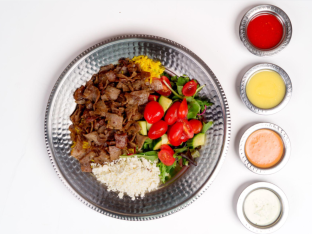 Lamb and Beef Gyro, Rice & Side Salad Lamb and Beef Gyro, Rice & Side Salad