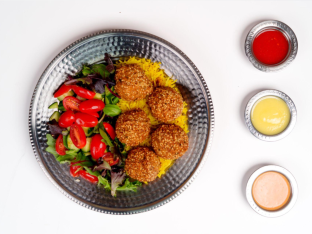 Falafels, Rice & Side Salad Falafels, Rice & Side Salad