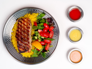 Grilled Salmon, Rice & Side Salad Grilled Salmon, Rice & Side Salad