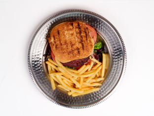 Homemade Vegan Burger and French Fries Homemade Vegan Burger and French Fries