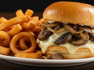 Vegetarian Fungo Sliders with Onion Rings