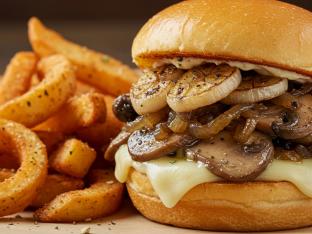 Vegetarian Fungo Sliders with Curly Fries