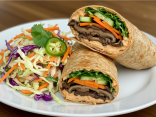 Gluten Free Maitake Banh Mi Wrap & Superfine Slaw