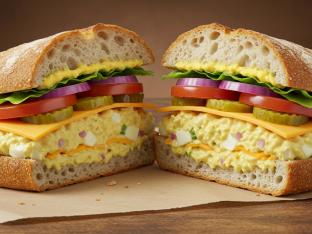 House Made Egg Salad Sandwich with Three Cheese Sourdough House Made Egg Salad Sandwich with Three Cheese Sourdough