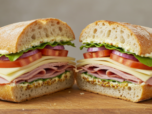 Classic Black Forest Ham Sandwich with Three Cheese Sourdough Classic Black Forest Ham Sandwich with Three Cheese Sourdough