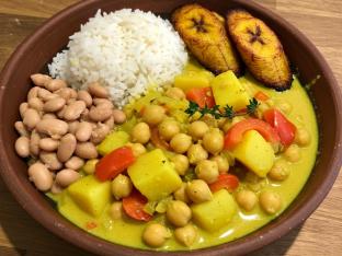 Curry Channa, Rice & Beans, and Fried Plantains Curry Channa, Rice & Beans, and Fried Plantains