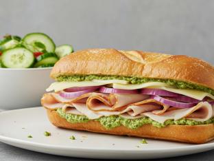 Warm Turkey Pesto Grinder with Cucumber Salad Warm Turkey Pesto Grinder with Cucumber Salad