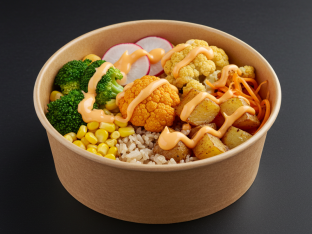 Individual Korean Bowl with Brown Rice & Cauliflower/Potato Mix [EGG FREE]
