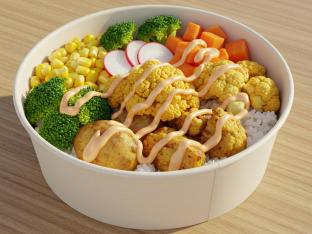 Individual Korean Bowl with White Rice & Cauliflower/Potato Mix [EGG FREE]