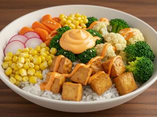 Individual Korean Bowl with White Rice & Gluten-Free Korean Tofu [EGG FREE]