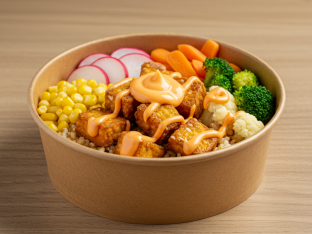 Individual Korean Bowl with Brown Rice & Korean Fried Tofu [EGG FREE]