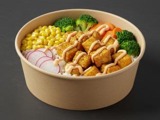 Individual Korean Bowl with White Rice & Korean Fried Tofu [EGG FREE]