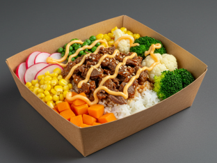 Individual Korean Bowl with Brown Rice & Sweet and Spicy Pork [EGG FREE]