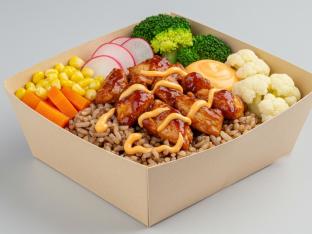 Individual Korean Bowl with Brown Rice & Gluten-Free BBQ Chicken [EGG FREE]