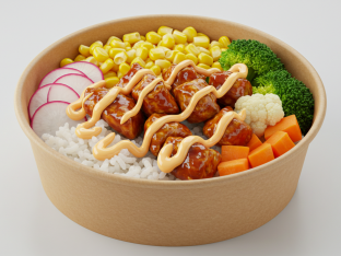 Individual Korean Bowl with White Rice & Gluten-Free BBQ Chicken [EGG FREE]