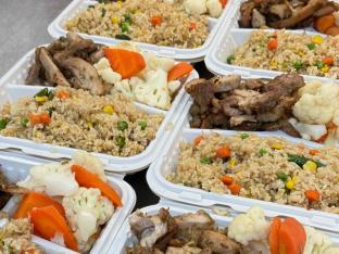 Fried Rice with Chicken and Steamed Veggies [Large]