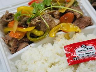 Stir-Fried Beef with White Rice and Steamed Veggies [Small]
