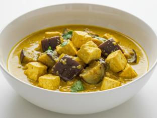 Roasted Eggplant and Tofu with Coconut Milk Curry Sauce