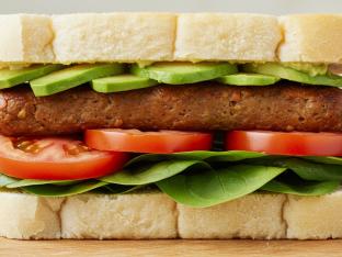 Veggie Sausage Garden Sandwich on White Bread