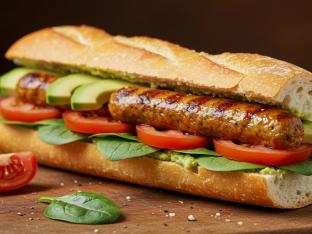 Veggie Sausage Garden Sandwich Baguette