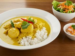 Thai Coconut Curry Chicken Bowl with Asian Salad and Vietnamese Relish Thai Coconut Curry Chicken Bowl with Asian Salad and Vietnamese Relish