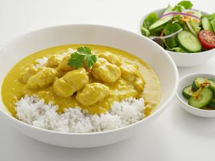 Thai Coconut Curry Chicken Bowl with Asian Salad and Japanese Kyurizuke Pickles Thai Coconut Curry Chicken Bowl with Asian Salad and Japanese Kyurizuke Pickles