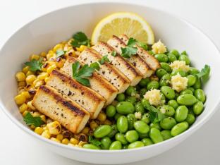 Tofu, Roasted Corn & Edamame Salad