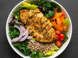 Chicken Kale and Romaine Balsamic Salad [NO CHEESE]