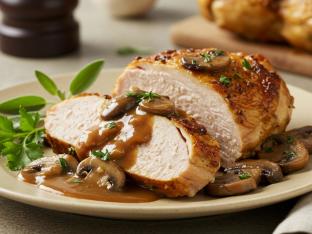 Herb Roasted Chicken with Roasted Mushroom Sauce
